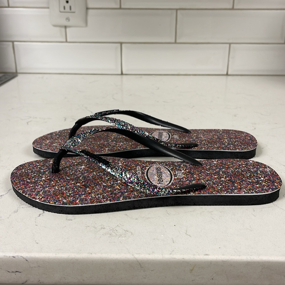 Havaianas Women's Slim Carnaval Flip Flop Sandals, Multicolor Glitter Size 11/12 - Picture 10 of 17